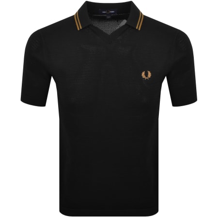 Fred Perry Pointelle Knit Polo T Shirt Black | Mainline Menswear us